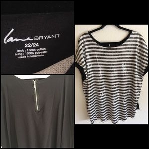 Plus Size-Striped Sequin Top